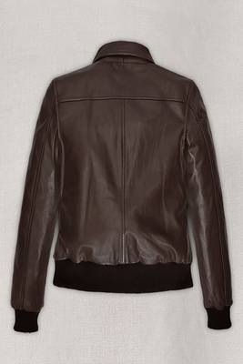 men's brown lambskin leather bomber jacket ribbed cuffs and waist exclusive 2