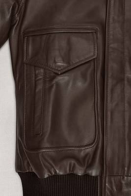 men's brown lambskin leather bomber jacket ribbed cuffs and waist exclusive 4
