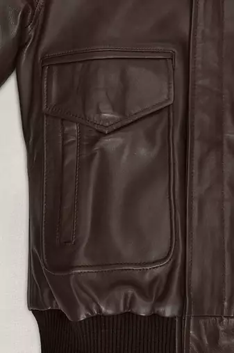 men's brown lambskin leather bomber jacket ribbed cuffs and waist exclusive