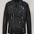 Men’s black genuine leather jacket – biker style asymmetrical zip with belt
