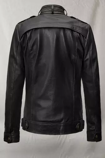 men's black lambskin cafe racer jacket stand up collar style