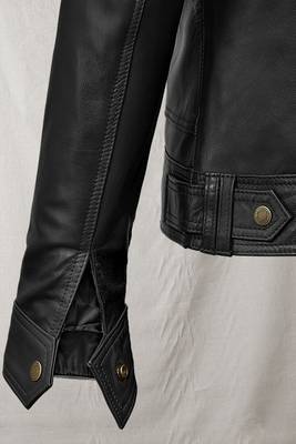 men's black lambskin cafe racer jacket stand up collar style 3