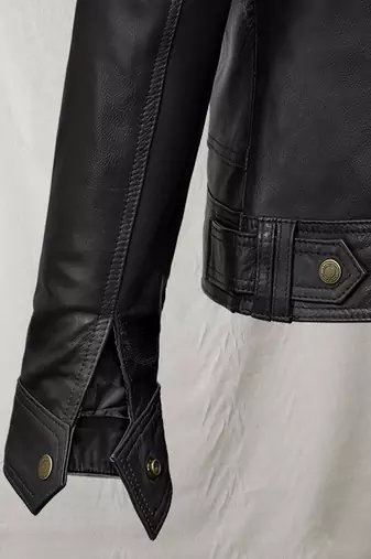 men's black lambskin cafe racer jacket stand up collar style
