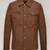 men’s brown leather shirt jacket – trucker style button-up casual coat