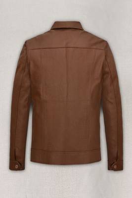 men's brown lambskin leather trucker jacket rugged trucker style 2