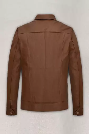 men's brown lambskin leather trucker jacket rugged trucker style