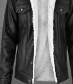 men's black and white lambskin leather jacket classic zip up