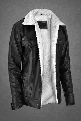 men's black and white lambskin leather jacket classic zip up 2