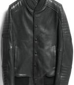 men’s black leather jacket – bomber fit trucker button front outerwear
