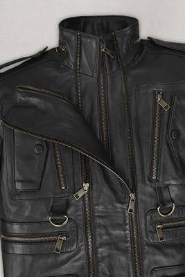 men's black lambskin leather biker jacket classic moto zip style exclusive genuine 3