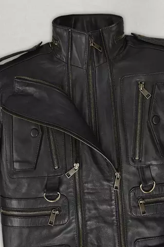 men's black lambskin leather biker jacket classic moto zip style exclusive genuine