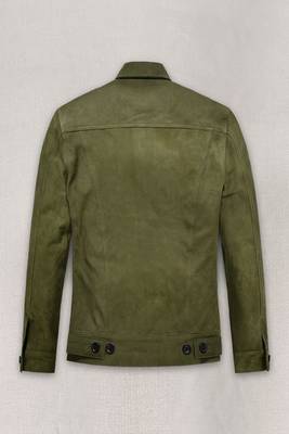 men's green suede leather jacket classic zip up style premium 2