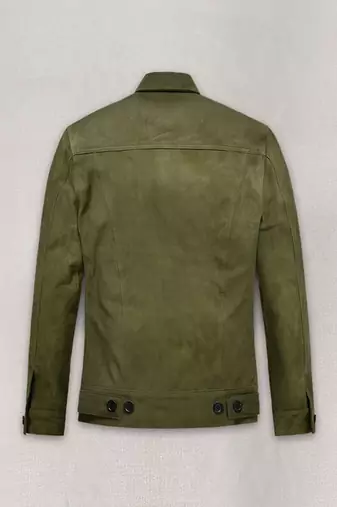 men's green suede leather jacket classic zip up style premium