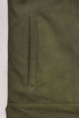 men's green suede leather jacket classic zip up style premium 3