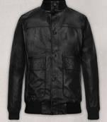 Pilot aviator black bomber leather jacket for men's handmade lambskin