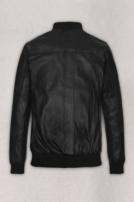 men's black lambskin leather bomber jacket ribbed cuffs and waist premium 2