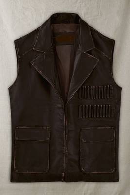 men's dark brown lambskin leather vest distressed vintage finish 1