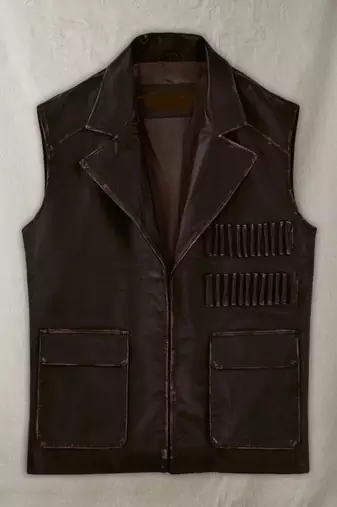 Men’s rubbed dark brown leather vest – sean connery inspired vintage classic