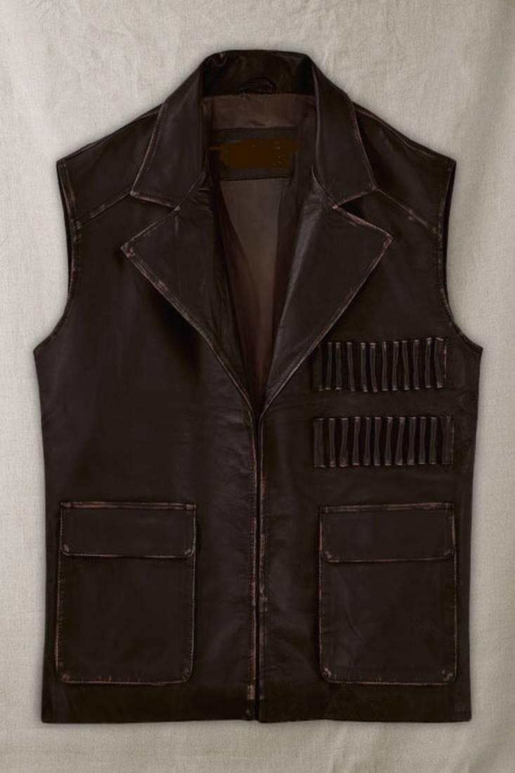 Men’s rubbed dark brown leather vest – sean connery inspired vintage classic