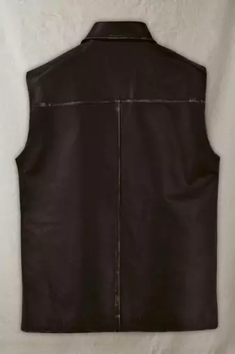 men's dark brown lambskin leather vest distressed vintage finish