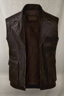 men's dark brown lambskin leather vest distressed vintage finish 3