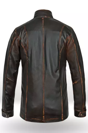 men's dark brown lambskin cafe racer jacket stand up collar premium