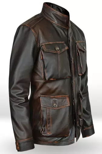 men's dark brown lambskin cafe racer jacket stand up collar premium
