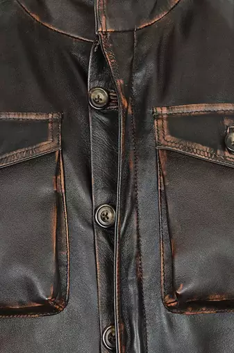men's dark brown lambskin cafe racer jacket stand up collar premium