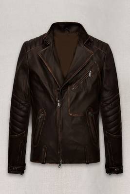 men's brown lambskin leather biker jacket adjustable belted waist 1