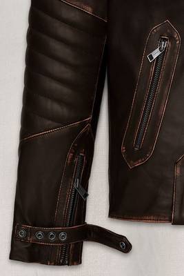 men's brown lambskin leather biker jacket adjustable belted waist 2