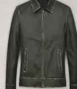 men's green lambskin cafe racer jacket stand up collar style