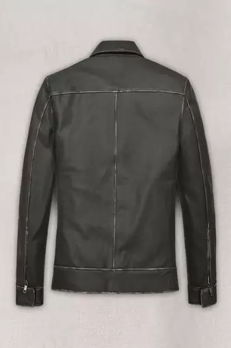 men's green lambskin cafe racer jacket stand up collar style
