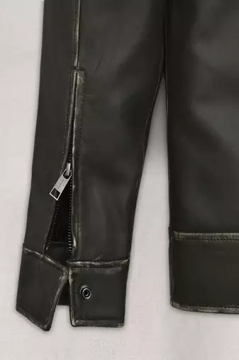 men's green lambskin cafe racer jacket stand up collar style