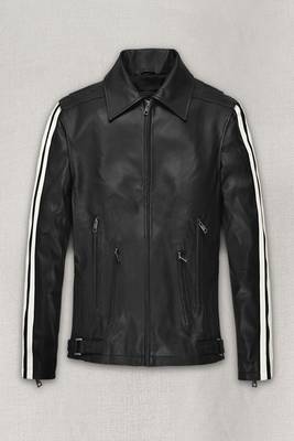 men's black and white lambskin leather biker jacket classic moto premium 1