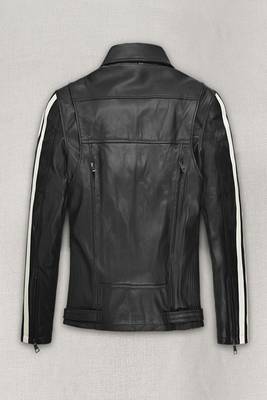 men's black and white lambskin leather biker jacket classic moto premium 2