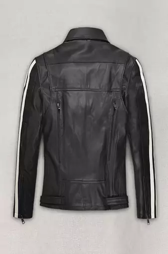 men's black and white lambskin leather biker jacket classic moto premium