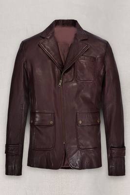 men's brown lambskin leather trucker jacket classic button front style 1