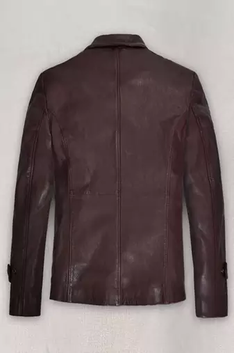 men's brown lambskin leather trucker jacket classic button front style