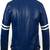 Men’s blue & white leather biker jacket – slim fit racer stripe design