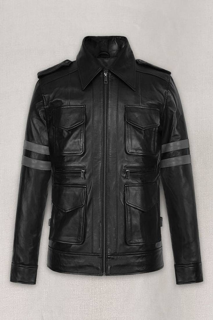 Resident evil 6 leon kennedy leather jacket – gamer classic re6 cosplay  black coat