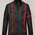 Men’s black & red  leather biker jacket – slim fit racer stripe design