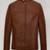 Men’s brown   genuine leather jacket – casual style with zipper   detail