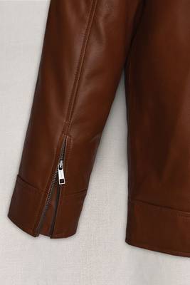 men's brown lambskin leather jacket classic zip up style sophisticated 3