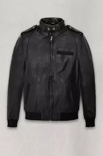 Black bomber leather jacket for men,  retro vintage style distressed