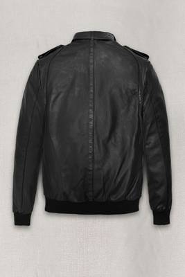men's black lambskin leather bomber jacket distressed vintage finish 2