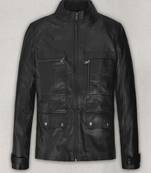 men's black lambskin cafe racer jacket band collar racer style superior
