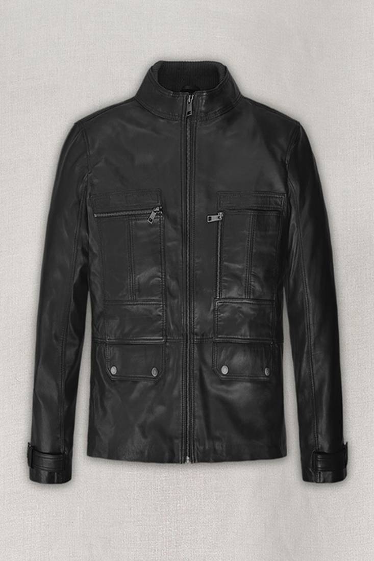 Classic cafe racer style men's genuine black leather biker jacket