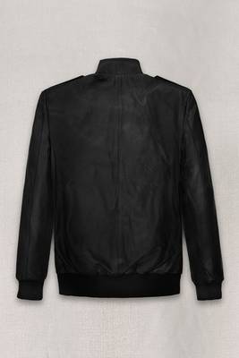 men's black lambskin leather bomber jacket ribbed cuffs and waist exclusive 2