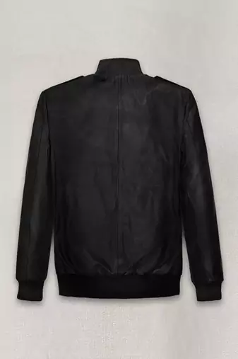 men's black lambskin leather bomber jacket ribbed cuffs and waist exclusive