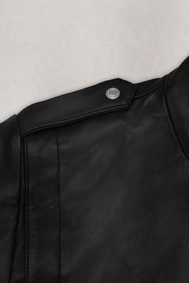 men's black lambskin leather bomber jacket ribbed cuffs and waist exclusive 3